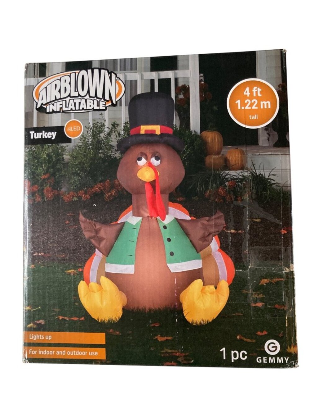 Gemmy Airblown Inflatable Turkey 4ft Indoor Outdoor Yard Decor Thanksgiving Fall